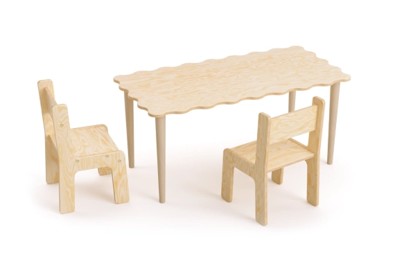 Duży stolik z krzesełkami dla dzieci SET NALU TAB XL Montessori Drewniany