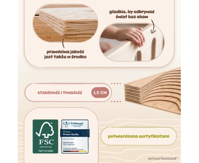 Łóżko pojedyncze dla dzieci z barierką i stelażem TILA 2 Montessori Drewniane