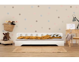 Łóżko pojedyncze dla dzieci z barierką i stelażem sofa TILA 1S Montessori Drewniane