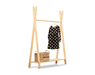 Wieszak na ubrania dla dzieci z półką na buty TIPI Montessori  Drewniany