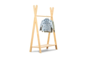 Wieszak na ubrania dla dzieci z półką na buty TIPI Montessori Sosnowy