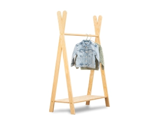 Wieszak na ubrania dla dzieci z półką na buty TIPI Montessori Sosnowy