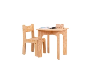 Stolik z krzesełkiem dla dziecka TAB+KR Montessori Drewniany