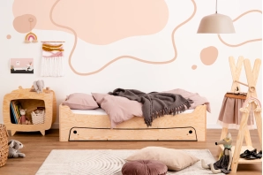 Łóżko dziecięce z szufladą i stelażem TILA 10 Montessori Drewniane