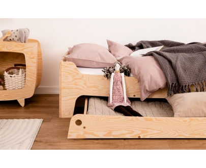 Łóżko dziecięce z szufladą i stelażem TILA 10 Montessori Drewniane