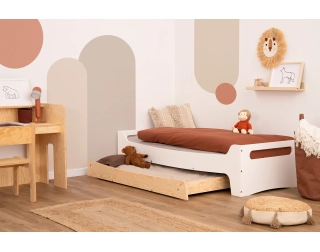 Łóżko dziecięce z szufladą i stelażem TILA 10 Montessori Drewniane