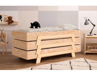 Łóżko pojedyncze dla dzieci ze stelażem PUZZLE Montessori Drewniane