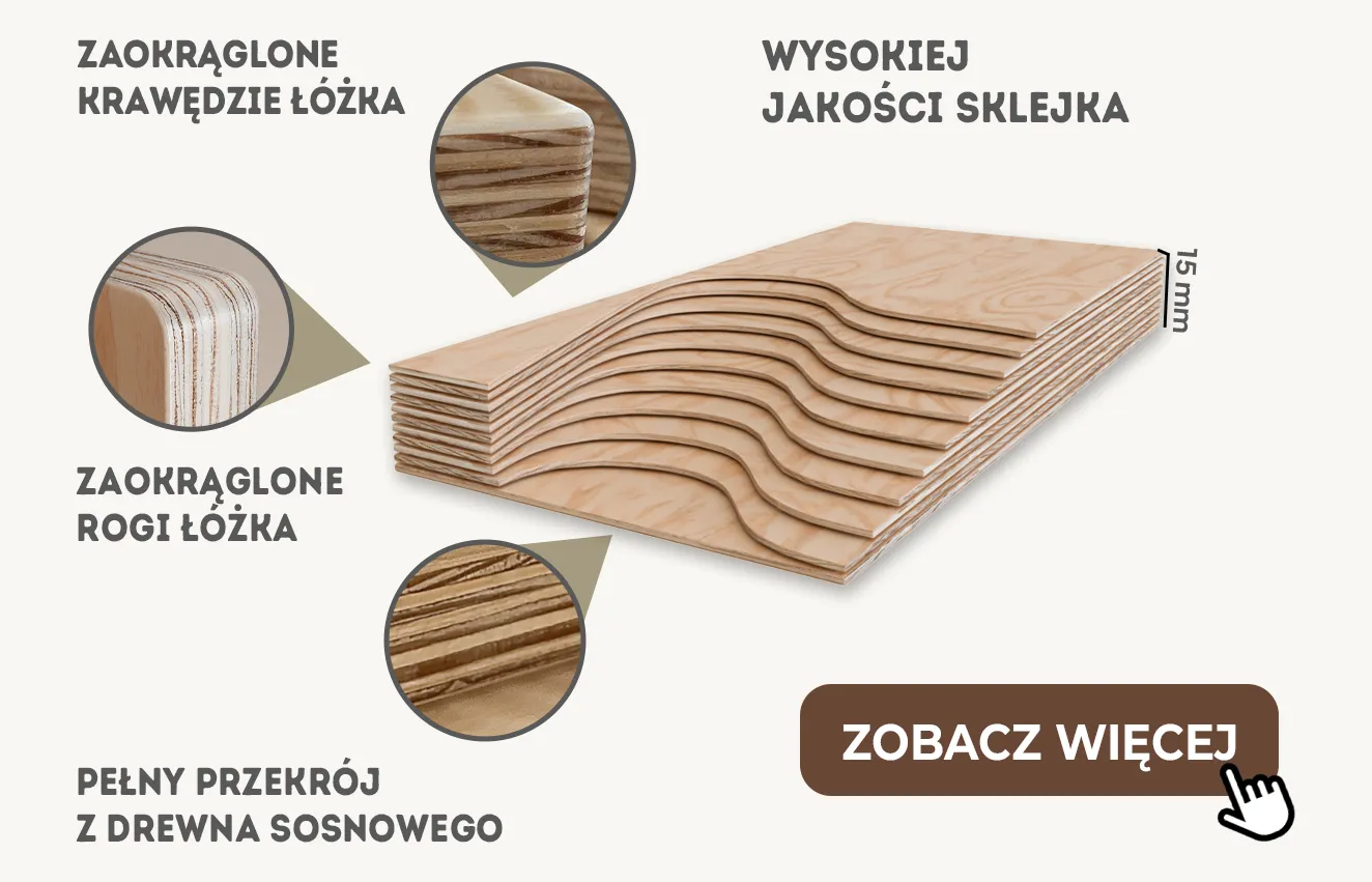 Detal naturalnej sklejki sosnowej używanej do produkcji mebli