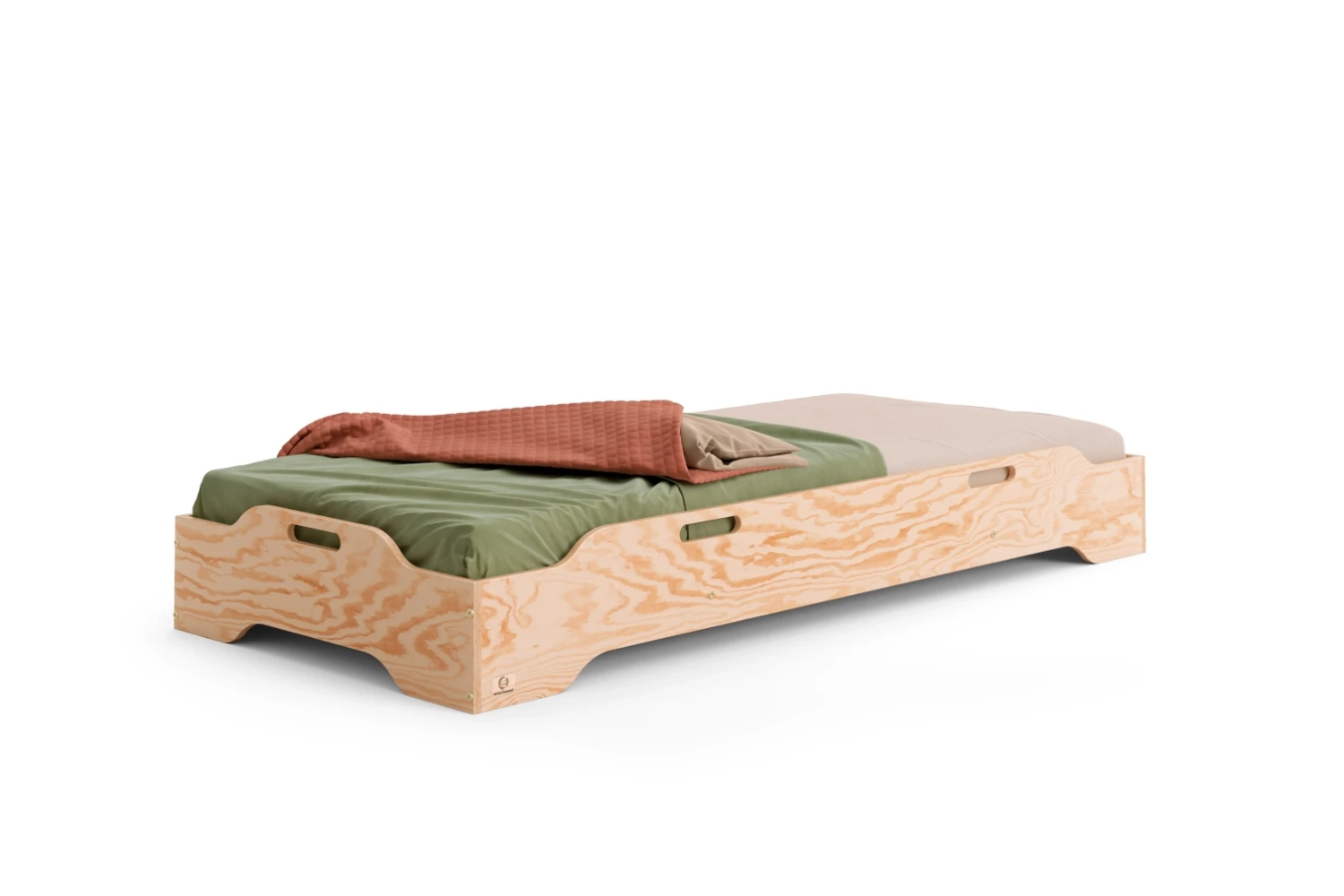 Łóżko pojedyncze dla dzieci podłogowe ze stelażem TILA 8 Montessori Drewniane (Wybierz rozmiar: 90x200 - Wybierz kolor: Różowy)